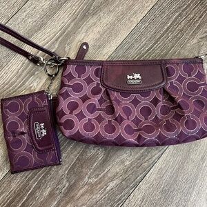 Coach Plum Wristlet and Coin Purse Set